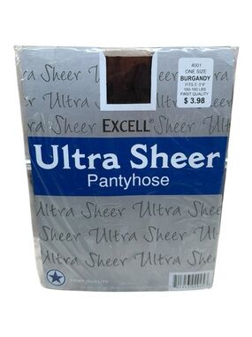 Excell Ultra Sheer Pantyhose 100% Nylon First Quality One Size Burgundy 100-160